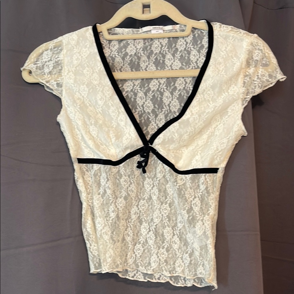 Urban Outfitters Cream Lace Crop Top